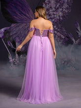 Plus Maternity  Off Shoulder Sequin Bodice Contrast Tulle Evening Dress